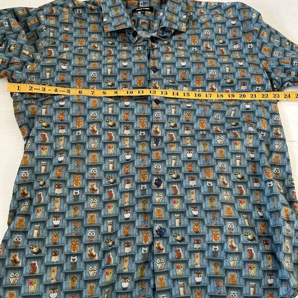 Jared Lang Men's Owl Print Button Up Long Sleeve Shirt Size 2XL - Picture 6 of 8